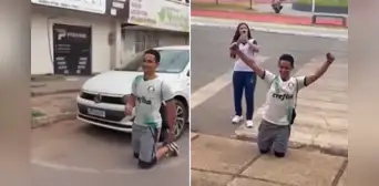 Adolescente brasileño cumple promesa y camina 4 km de rodillas tras histórica clasificación de Palmeiras Adolescente brasileño cumple promesa y camina 4 km de rodillas tras histórica clasificación de Palmeiras
