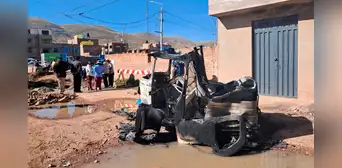 Vecinos queman moto torito tras captura de presunto ladrón en Juliaca