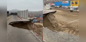 Colapsa parte de la avenida Néstor Gambetta en Ventanilla: enorme forado podría expandirse Colapsa parte de la avenida Néstor Gambetta en Ventanilla: enorme forado podría expandirse