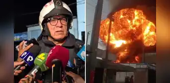 Bomberos denuncian falta de cisternas de Sedapal durante incendio de fabrica en SJL: ¿Cómo es posible que los domingos no tengan pilotos?