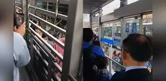 Peligro en el Metropolitano: usuarios hacen largas colas en el carril exclusivo de los buses por colapso en las estaciones