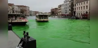Activistas tiñen de verde el Gran Canal de Venecia para denunciar inacción climática en plena COP30