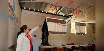 Arequipa: alumnos se salvan de caída de techo en aula prefabricada Arequipa: alumnos se salvan de caída de techo en aula prefabricada