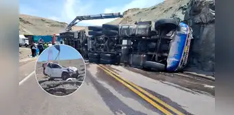 Arequipa: choque entre camión frigorífico y automóvil deja tres heridos