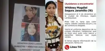 Buscan a menor de 16 años desaparecida: fue vista por última vez cuando se dirigía a su colegio en Chiclayo