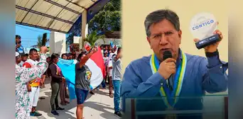 Piura: evacuan de emergencia a alcalde de Los Órganos tras ser agredido en ceremonia de aniversario por manifestantes