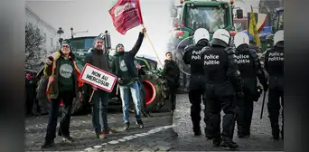 Protestas masivas en Bruselas: agricultores salen a manifestar con tractores en rechazo al acuerdo comercial entre la Unión Europea y Mercosur Protestas masivas en Bruselas: agricultores salen a manifestar con tractores en rechazo al acuerdo comercial entre la Unión Europea y Mercosur
