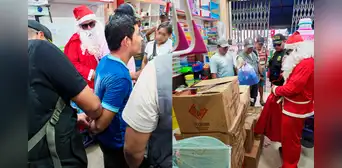 Iquitos: policías con disfraces navideños decomisan productos pirotécnicos