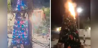 Piura: árbol navideño del distrito de La Unión se incendia en Nochebuena Piura: árbol navideño del distrito de La Unión se incendia en Nochebuena