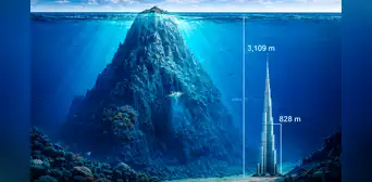 La montaña submarina descubierta por científicos que supera la altura del rascacielos más alto de la Tierra por casi 2.300 metros La montaña submarina descubierta por científicos que supera la altura del rascacielos más alto de la Tierra por casi 2.300 metros