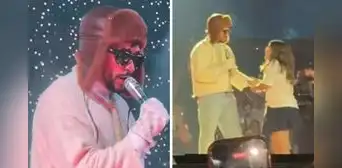 Fan peruana sorprende a Bad Bunny al subir al escenario y el cantante detiene a seguridad Fan peruana sorprende a Bad Bunny al subir al escenario y el cantante detiene a seguridad
