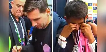 Lionel Messi firmó la camiseta a Pol Deportes: joven narrador rompió en llanto tras conocer al argentino Lionel Messi firmó la camiseta a Pol Deportes: joven narrador rompió en llanto tras conocer al argentino