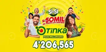 Sorteo de La Tinka HOY domingo 1 de febrero de 2026: premios, jugada ganadora y Pozo Millonario Sorteo de La Tinka HOY domingo 1 de febrero de 2026: premios, jugada ganadora y Pozo Millonario