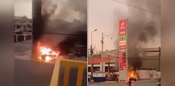 Fuerte incendio consume vehículo en grifo Pecsa en Surco: bomberos envían unidades Fuerte incendio consume vehículo en grifo Pecsa en Surco: bomberos envían unidades