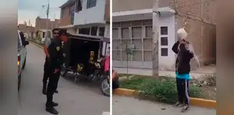 Policía obliga a jóvenes a bañarse tras lanzar agua desde una mototaxi en Lambayeque Policía obliga a jóvenes a bañarse tras lanzar agua desde una mototaxi en Lambayeque