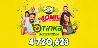 Sorteo de La Tinka HOY domingo 8 de febrero de 2026: premios, jugada ganadora y Pozo Millonario