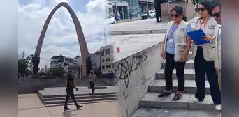 Tacna: barristas de Alianza Lima vandalizan Arco Parabólico y dejan más de 100 pintas en el centro histórico Tacna: barristas de Alianza Lima vandalizan Arco Parabólico y dejan más de 100 pintas en el centro histórico