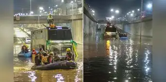 Arequipa: más de 40 pasajeros quedan varados en Variante de Uchumayo y bomberos los rescatan con balsas inflables Arequipa: más de 40 pasajeros quedan varados en Variante de Uchumayo y bomberos los rescatan con balsas inflables