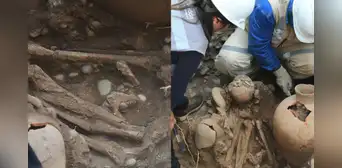 Un entierro prehispánico fue hallado por accidente durante una instalación de gas en Perú: tendría hasta 2.000 años de antiguedad Un entierro prehispánico fue hallado por accidente durante una instalación de gas en Perú: tendría hasta 2.000 años de antiguedad