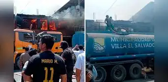 Reportan fuerte incendio en Villa El Salvador: fuego consume local donde almacenaría muebles