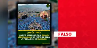 Esta no es una foto real del mitin de Rafael López Aliaga en Huánuco: fue creada con IA