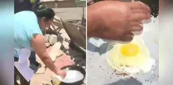 Vecina de VMT sorprende al aprovechar el calor extremo y freír un huevo en plena calle: "Ahorramos gas" Vecina de VMT sorprende al aprovechar el calor extremo y freír un huevo en plena calle: "Ahorramos gas"