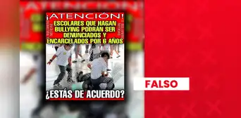 Es falso que los escolares que hagan bullying a sus compañeros puedan ir a la cárcel por 6 años