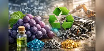 Científicos descubren que un ácido natural presente en las uvas ayuda a separar metales clave para reciclar baterías
