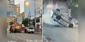 Patrullero se vuelca tras brutal choque en avenida Petit Thouars: policía queda grave durante presunta persecución