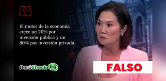 Keiko Fujimori dijo que la inversión privada es el 80% del motor de la economía, pero es falso Keiko Fujimori dijo que la inversión privada es el 80% del motor de la economía, pero es falso