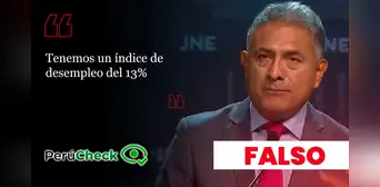 ¿El desempleo en el Perú es del 13%? Es falso lo afirmado por el candidato presidencial Carlos Jaico ¿El desempleo en el Perú es del 13%? Es falso lo afirmado por el candidato presidencial Carlos Jaico