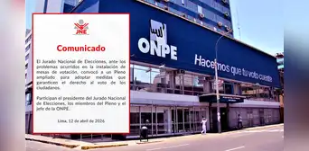 Elecciones 2026: JNE anunció un pleno junto con la ONPE, tras demora en instalación de mesas de sufragio Elecciones 2026: JNE anunció un pleno junto con la ONPE, tras demora en instalación de mesas de sufragio