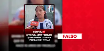 Reniec desmiente que joven que fue a votar en Trujillo esté registrada como fallecida hace 10 años Reniec desmiente que joven que fue a votar en Trujillo esté registrada como fallecida hace 10 años