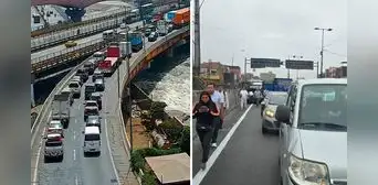 Intenso tráfico en Vía Evitamiento deja varados a buses de transporte público y pasajeros deciden caminar