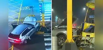 Aparatoso accidente en av. Javier Prado deja dos heridos: camioneta terminó empotrada contra caseta policial