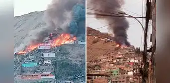 Fuerte incendio consumió al menos 10 viviendas en la parte alta de Independencia y deja 4 personas heridas Fuerte incendio consumió al menos 10 viviendas en la parte alta de Independencia y deja 4 personas heridas