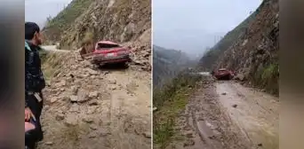 Docentes salvan de morir tras caída de rocas que destruyó su vehículo en Huánuco
