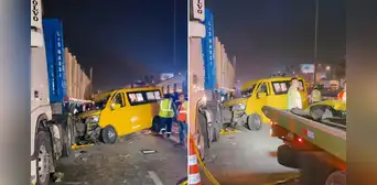 Tres fallecidos deja choque de miniván con pasajeros contra tráiler en la Panamericana Sur