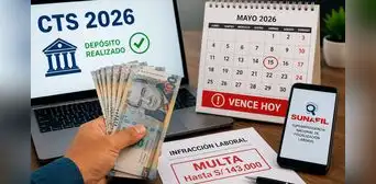 Depósito CTS 2026 venció: Sunafil alerta infracciones graves y hasta S/143 mil en multas, ¿qué pasa si no se paga a tiempo? Depósito CTS 2026 venció: Sunafil alerta infracciones graves y hasta S/143 mil en multas, ¿qué pasa si no se paga a tiempo?