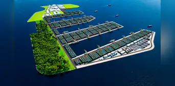 Uno de los países más pequeños del mundo transforma su costa en un megapuerto futurista del tamaño de 3.300 campos de fútbol Uno de los países más pequeños del mundo transforma su costa en un megapuerto futurista del tamaño de 3.300 campos de fútbol