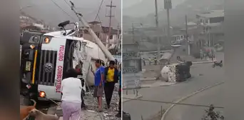 Camión cisterna de gas se volcó tras perder el control en Comas: conductor quedó atrapado dentro de la unidad Camión cisterna de gas se volcó tras perder el control en Comas: conductor quedó atrapado dentro de la unidad