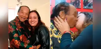 Melcochita y su novia de 22 años sorprenden al ‘casarse’ y sellan su amor con apasionado beso