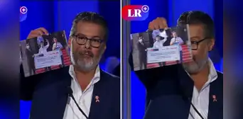 Llaman la atención al médico José Recoba de Fuerza Popular por mostrar una foto de Pedro Castillo durante el debate Llaman la atención al médico José Recoba de Fuerza Popular por mostrar una foto de Pedro Castillo durante el debate