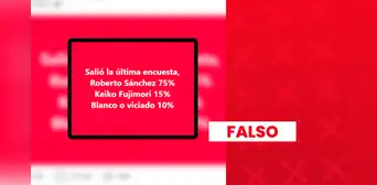 Es falso que Roberto Sánchez lidere la intención de voto para la segunda vuelta electoral con un 75%: encuesta no tiene validez legal Es falso que Roberto Sánchez lidere la intención de voto para la segunda vuelta electoral con un 75%: encuesta no tiene validez legal