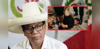 Resguardo de Roberto Sánchez detiene a hombre armado durante mitin en Huaral Resguardo de Roberto Sánchez detiene a hombre armado durante mitin en Huaral
