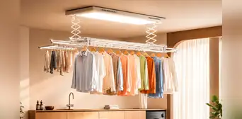 China presenta una secadora inteligente que se integra en el techo, tiene luz LED y soporta 35 kg de ropa por menos de US$240