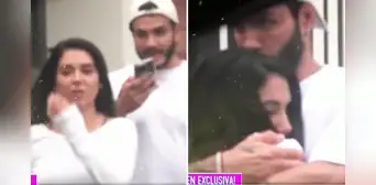 Mario Irivarren es ampayado besando y abrazando a joven muy parecida a Onelia Molina en plena vía pública