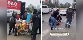 Fiscalizadores de La Victoria decomisan carro de golosinas y madre ambulante termina en el suelo Fiscalizadores de La Victoria decomisan carro de golosinas y madre ambulante termina en el suelo