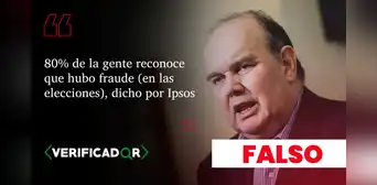 Ipsos no reportó que el 80% de los peruanos reconozca un fraude electoral, pese a lo afirmado por Rafael López Aliaga Ipsos no reportó que el 80% de los peruanos reconozca un fraude electoral, pese a lo afirmado por Rafael López Aliaga