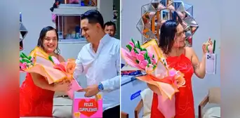 Lesly Águila tiene inesperada reacción al recibir romántico regalo de su novio, músico de Corazón Serrano